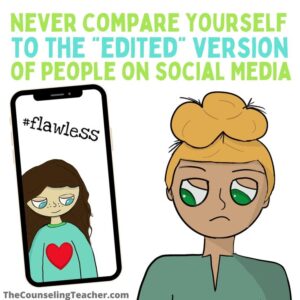 A girl is feeling nervous because she is comparing herself