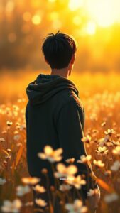 A boy standing in thirst of love and wants love